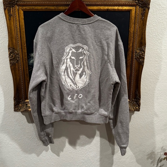 Good American Gray Leo the Lion Crewneck Boyfriend Sweatshirt Size 2 (Medium) - Picture 2 of 10